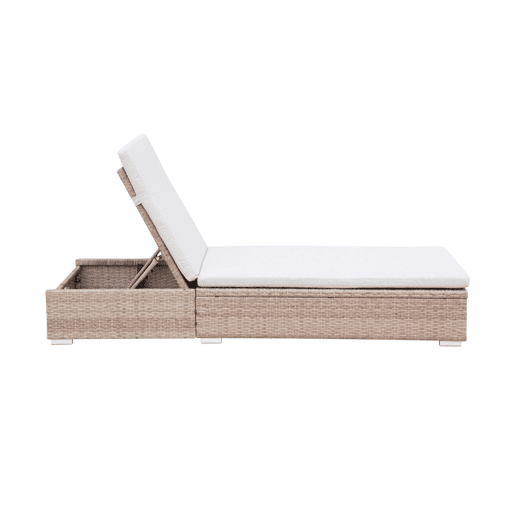 Espreguiçadeira em resina tecida de poliéster, multi-posição, set de 2, Olbia x2, Beige, 195x65x32 cm