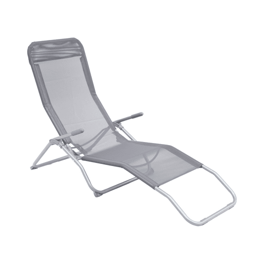 Espreguiçadeira dobrável textilene com 2 posições, set de 2, Levito, Antracite, 57x168x93 cm