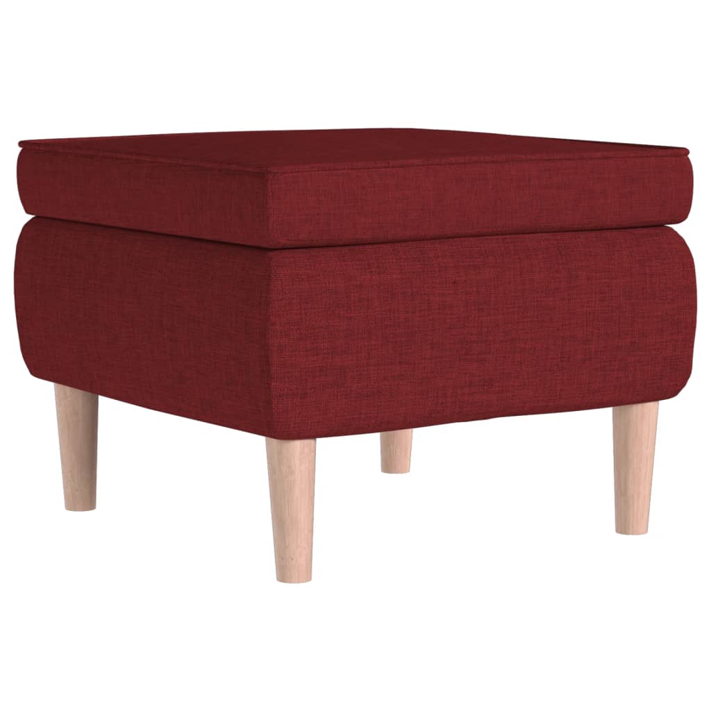 Vidaxl taburete con patas de madera tapizado tela rojo tinto