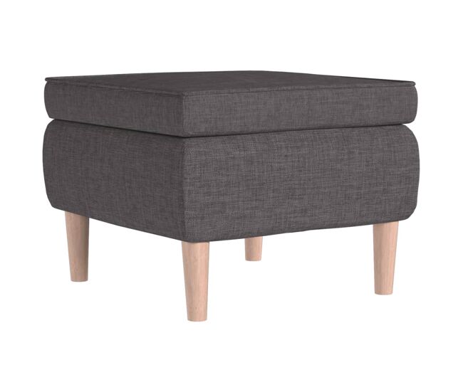 Vidaxl taburete con patas de madera tapizado tejido gris oscuro