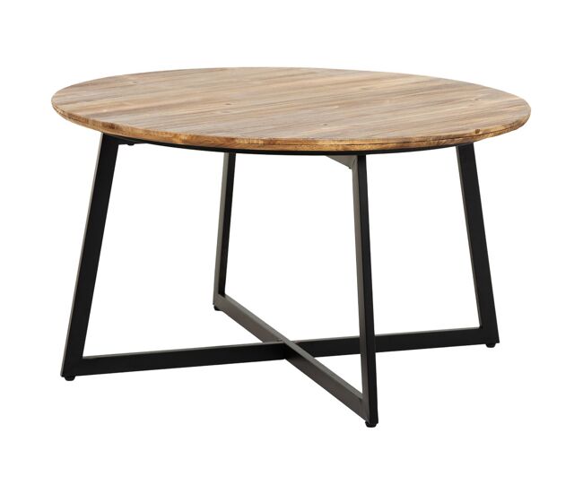Mesa de centro de metal y madera redonda80x80x45h cm