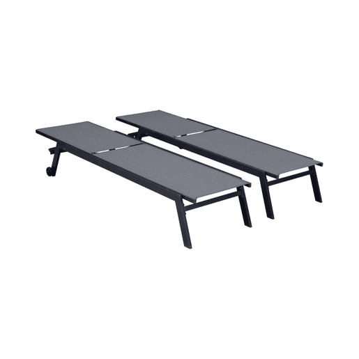 Espreguiçadeira de alumínio multiposições com rodízios, set de 2, Elsa, Antracite, 191x55x94 cm