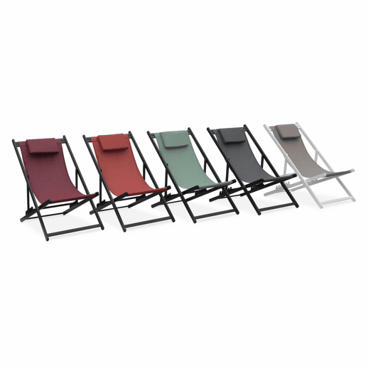 Espreguiçadeira de alumínio multi posições, set de 2, Gaia, Cinza, 99x88.5x58 cm