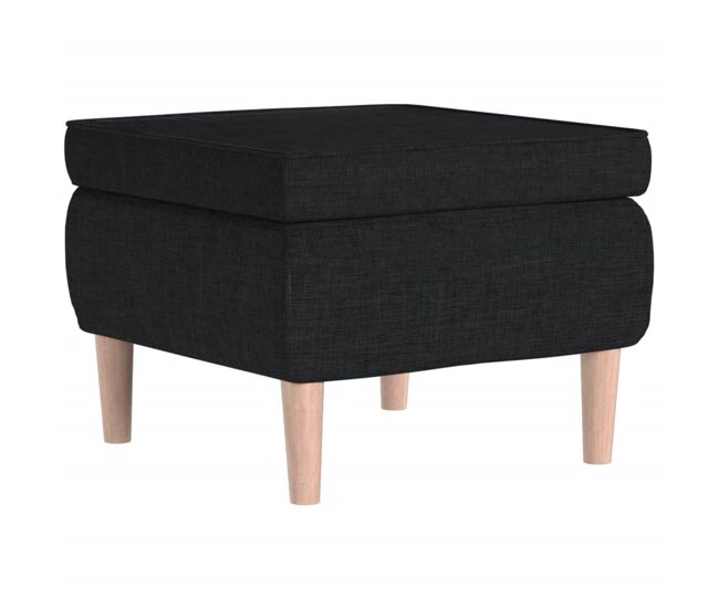 Vidaxl taburete con patas de madera tapizado tejido negro