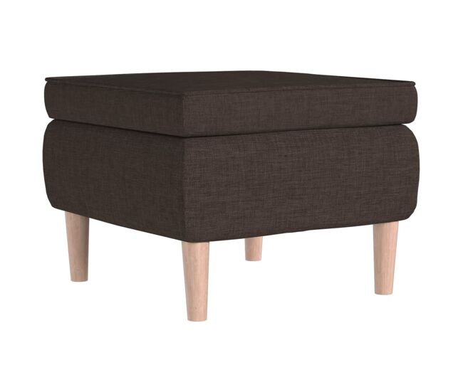 Vidaxl taburete con patas de madera tapizado tela marrón oscuro