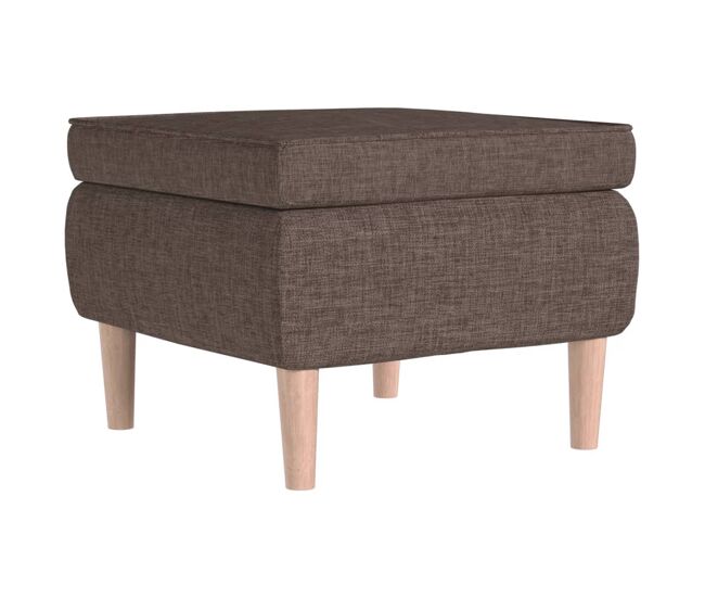 Vidaxl taburete con patas de madera tapizado tela gris taupé