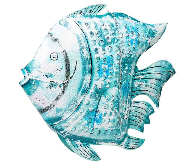 Figura decorativa alexandra house living azul madera de mango pez 15 x 83 x 107 cm