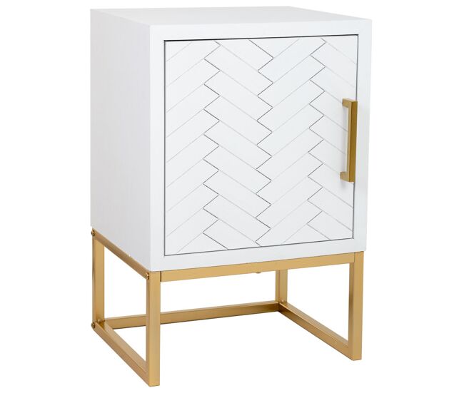 Mesita 1 puerta madera y metal 40x35x61h cm