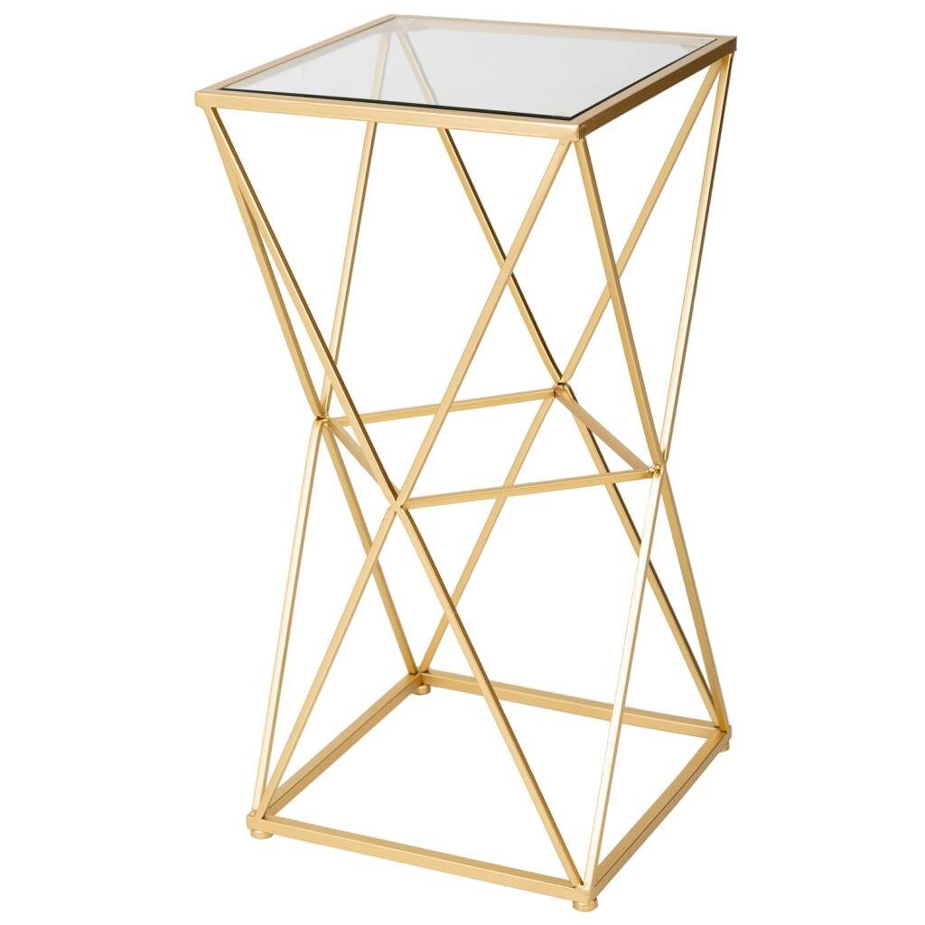 Mesa auxiliar de metal y cristal