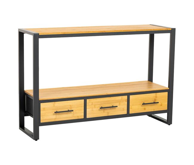 Recibidor de metal y madera 3 cajones de 120x79.5x35 cm