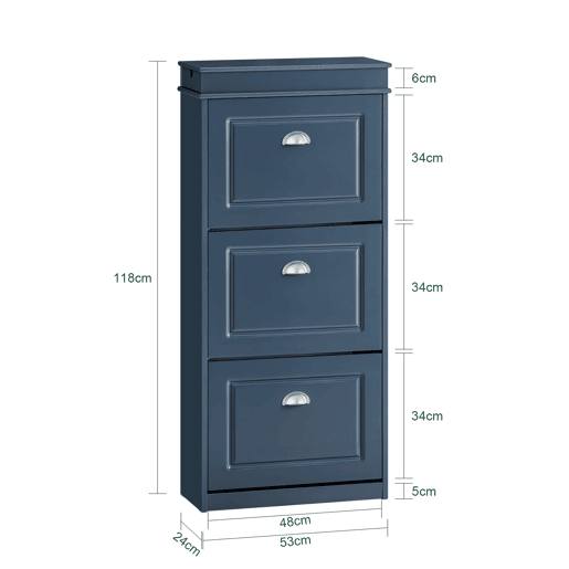 Sapateira com 3 portas de batente Sapateira FSR94-B SoBuy PT