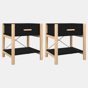 vidaXL Mesas de cabeceira 2 pcs 42x38x45cm derivados de madeira preto