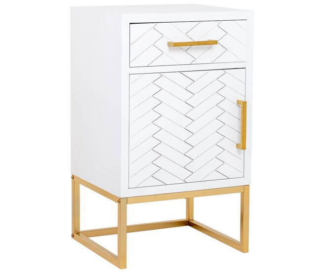 Mesita madera y metal 1 cajón y 1 puerta 42x36,5x71h cm