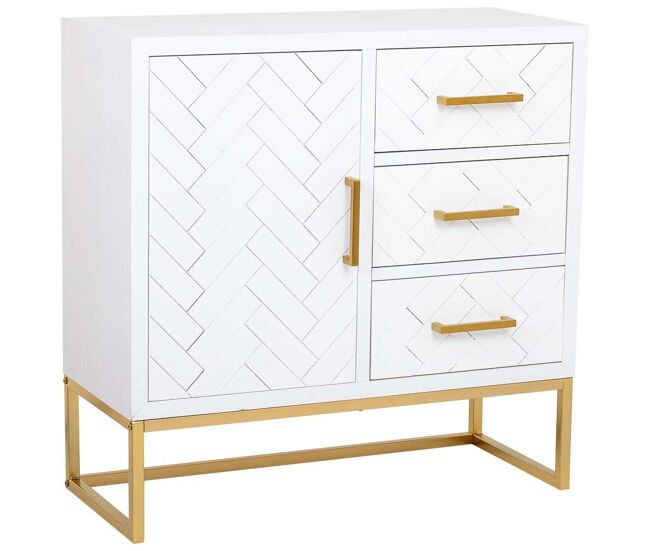Aparador 1 puerta y 3 cajones de madera y metal 80x34x80h cm