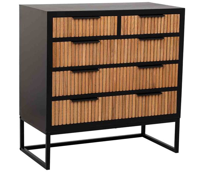 Cómoda de 4 cajones madera y metal 80x39.5x81h cm