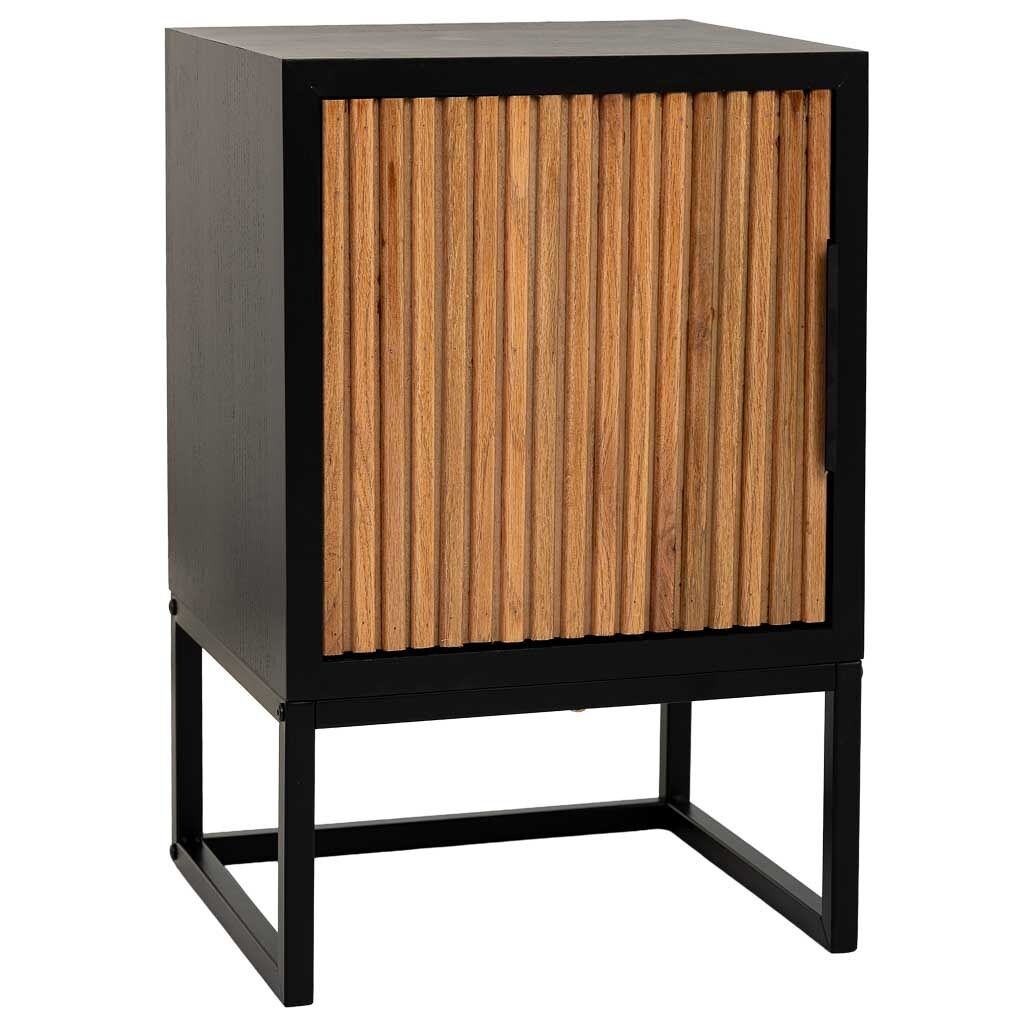 Mesita 1 puerta madera y metal 40x35x61h cm
