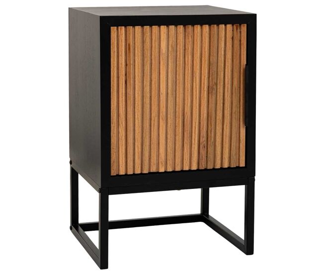 Mesita 1 puerta madera y metal 40x35x61h cm