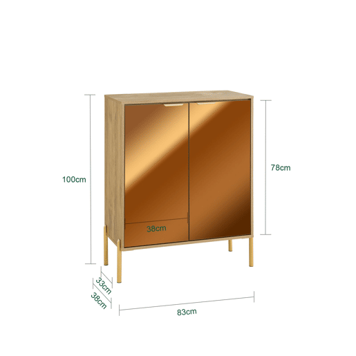 Aparador com 2 portas e 5 compartimentos Mobiliário de corredor Dourado 83 x 38 x 100 cm FSB96-G SoBuy PT