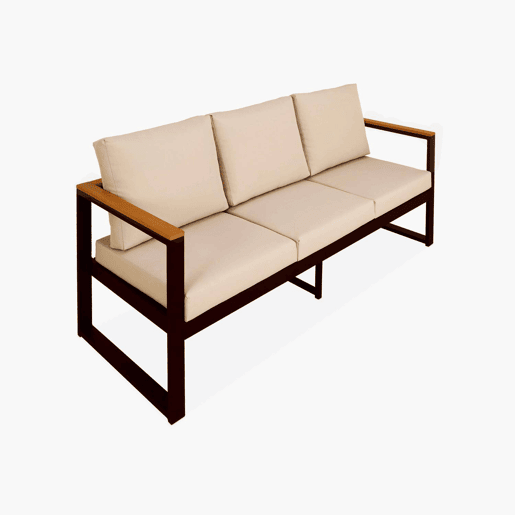 Conjunto de mobiliário de jardim em madeira e alumínio, 5 lugares, Nazca, Preto, 192x70x66 cm
