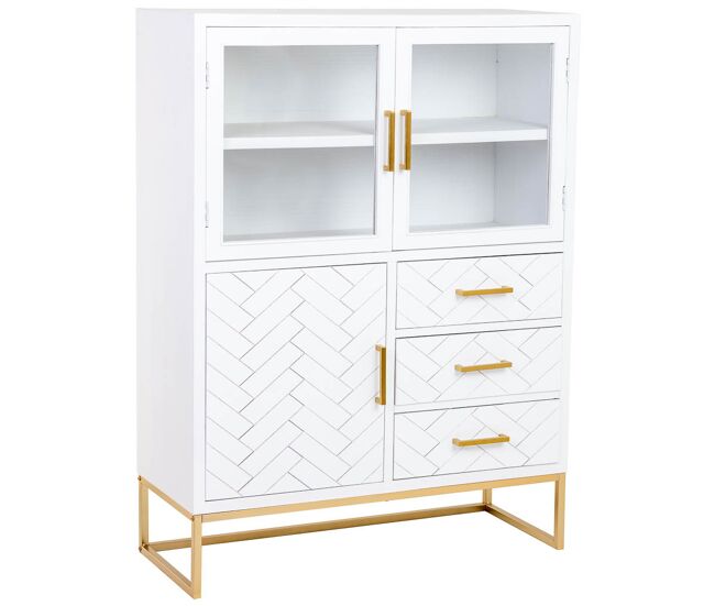 Vitrina 3 puertas y 3 cajones madera 100x40x135h cm