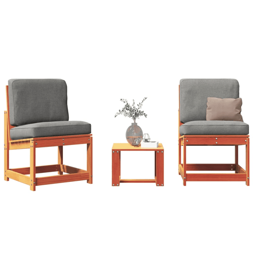 vidaXL 3 pcs conjunto lounge de jardim pinho maciço castanho-mel vidaXL 3 pcs conjunto lounge de jardim pinho maciço castanho-mel