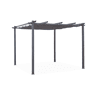 3x3m pérgola de alumínio com cobertura deslizante, Isla, Cinza, 305x298x222 cm