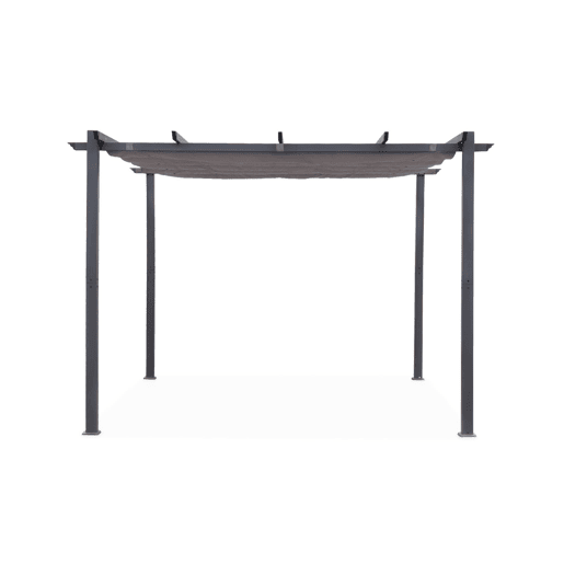 3x3m pérgola de alumínio com cobertura deslizante, Isla, Cinza, 305x298x222 cm