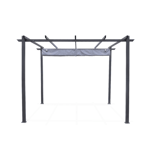3x3m pérgola de alumínio com cobertura deslizante, Isla, Cinza, 305x298x222 cm
