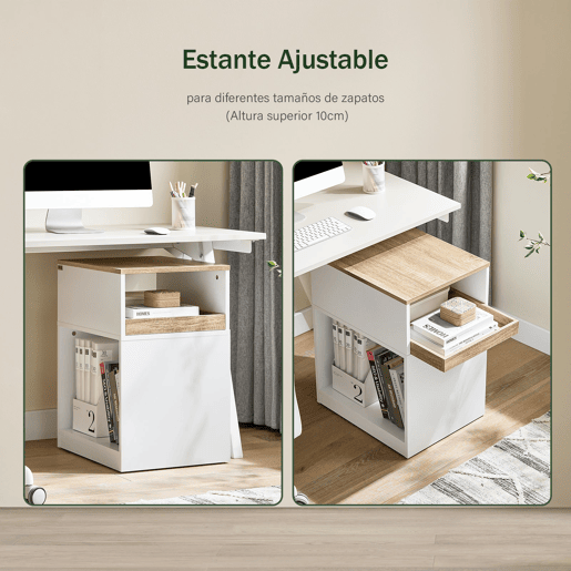 Armário de escritório com suporte para impressora, com 1 gaveta extraível e 2 compartimentos abertos 40 x 50 x 65 cm ASK08-WN SoBuy PT