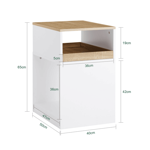 Armário de escritório com suporte para impressora, com 1 gaveta extraível e 2 compartimentos abertos 40 x 50 x 65 cm ASK08-WN SoBuy PT
