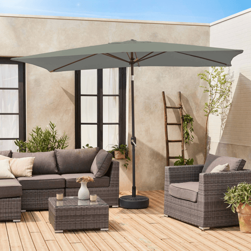 2x3m guarda-sol rectangular, multiposicional, Touquet, Verde caqui, 300x198x243 cm
