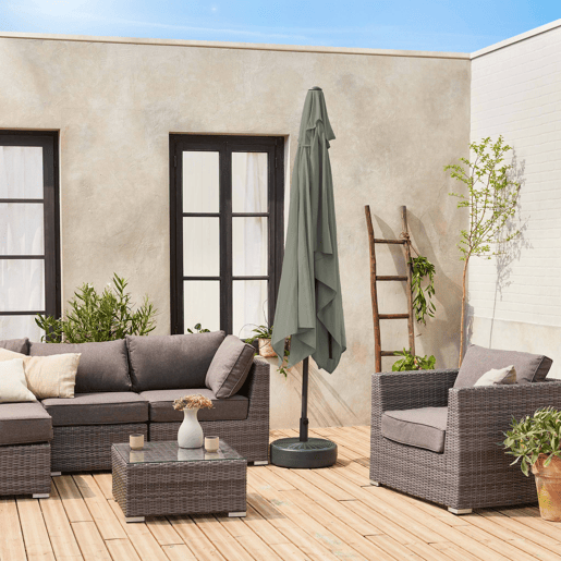 2x3m guarda-sol rectangular, multiposicional, Touquet, Verde caqui, 300x198x243 cm