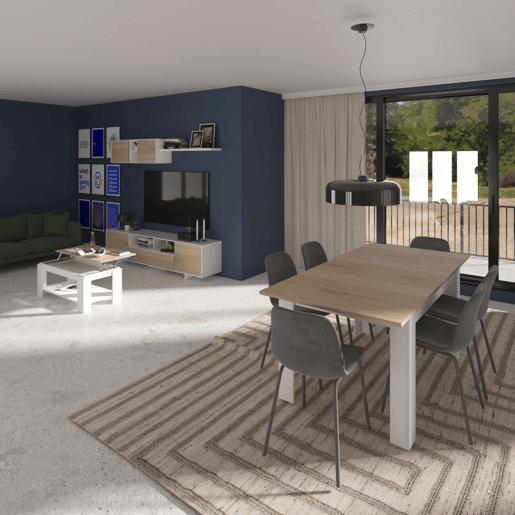 Pack sala de estar com mesa de jantar Kenzo Plus VA Artik White (Branco mate) - Carvalho canadiano 200 x 46 x 41 cm