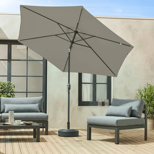 3m guarda-sol redondo, Touquet, Verde caqui, 294x294x243 cm