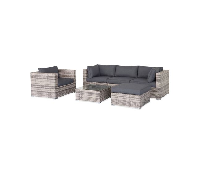 Conjunto de jardín de resina trenzada, 5 plazas varios tonos de grises - 234x82x67 cm