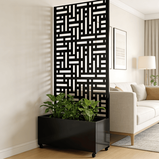 Divisória Bernalda com floreira Aço 190 x 82 x 38 Preto cm casa.pro