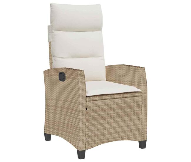Vidaxl silla de jardín reclinable con mesa auxiliar ratán beige