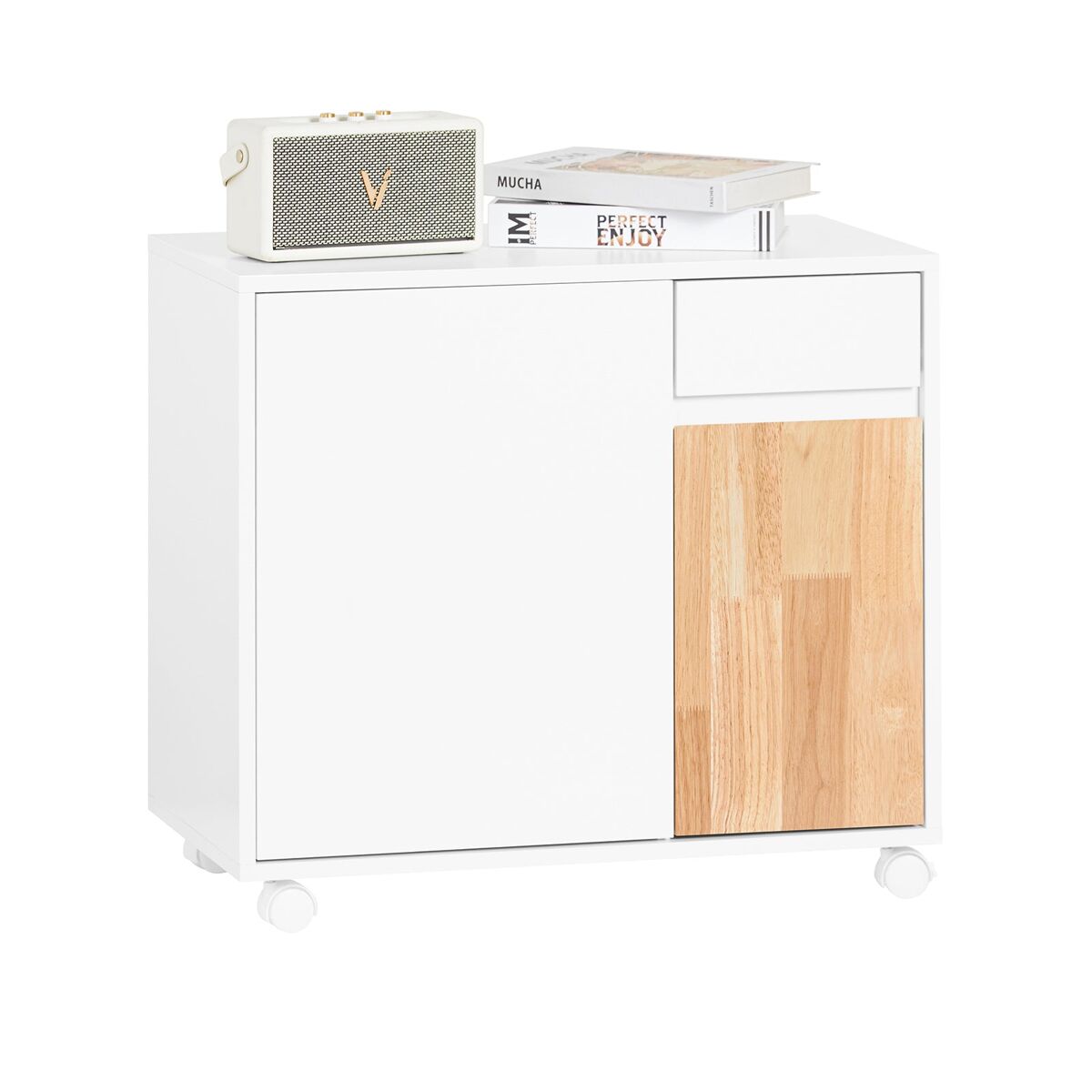 SoBuy ASK04-WN Mueble de Oficina con Ruedas
