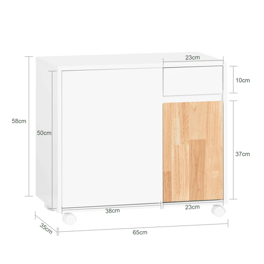 Mobiliário de escritório sobre rodas Suporte para impressora com gavetas 65 x 58 x 35 cm ASK04-WN SoBuy PT