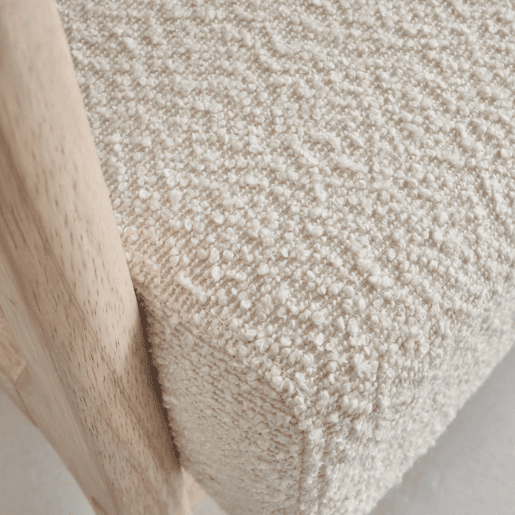 Cadeira de braços escandinava em madeira e tecido boucle, Lorens boucle, Beige, 65x80x79 cm