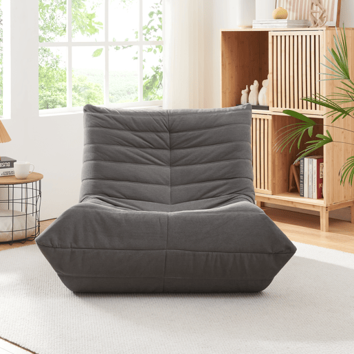 Poltrona de chão Kodsø Cordão 75x90x100 cm Cinzento en.casa