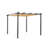 3x3m pérgola de alumínio com cobertura deslizante, Isla, Beige, 305x298x222 cm