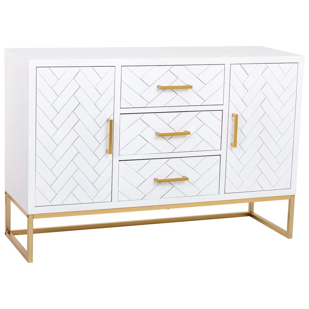 Aparador de 3 cajones y 2 puertas de madera y metal 120x40,5x81h cm