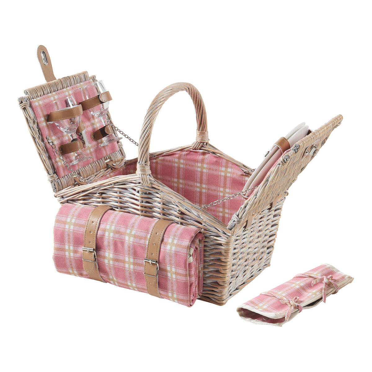 Cesta de picnic bucchianico para 2 personas 40x28x38cm - rojo [casa.pro]