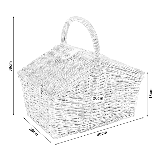 Cesto de piquenique Bucchianico para 2 pessoas vime 40x28x38cm casa.pro