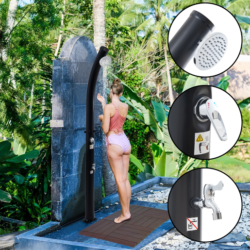 Ducha solar Kebomi com chuveiro de pé 18L - Negro casa.pro Ducha solar Kebomi com chuveiro de pé 18L - Negro casa.pro