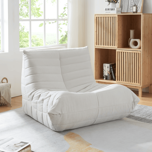 Poltrona de chão Kodsø 75x90x100 cm microfibra Bege en.casa