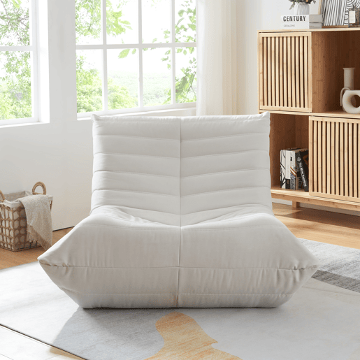 Poltrona de chão Kodsø 75x90x100 cm microfibra Bege en.casa