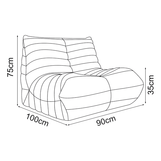 Poltrona de chão Kodsø 75x90x100 cm microfibra Bege en.casa