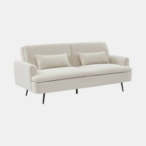 Sofá-cama de 2-3 lugares em tecido boucle, John boucle, Creme, 208x111x62 cm